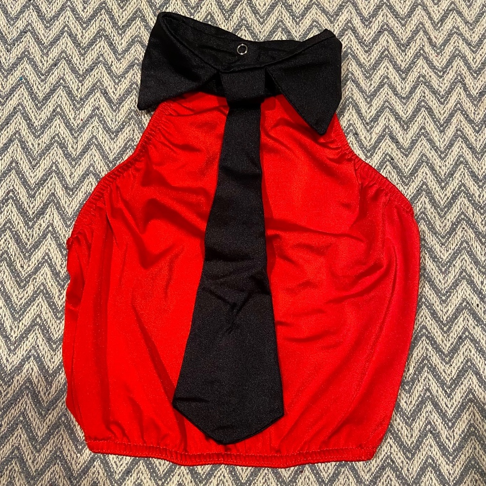 Kellé Red Sleeveless Top with Black Tie & Strappy Back – child large